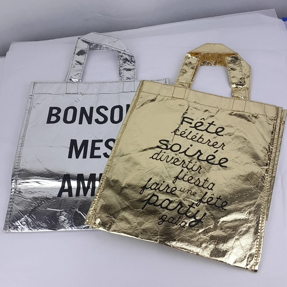 2 Gold & Silver Metallic French Party Favor Gift Bags